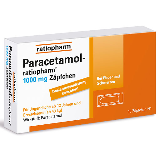 PARACETAMOL-ratiopharm 1.000 mg Z&auml;pfchen
