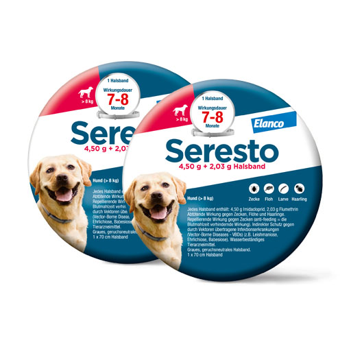 Spar-Set: 2x SERESTO 4,50g + 2,03g Halsband f&uuml;r Hunde ab 8kg